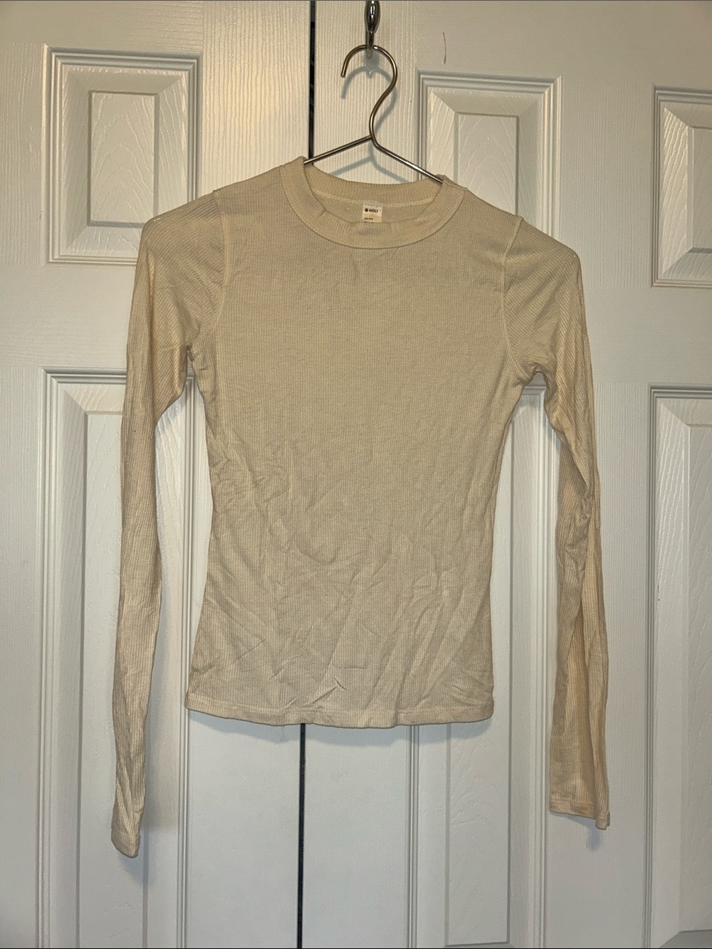 NWOT Noli Essential Long Sleeve Rib Tee - Vanilla, size S - Picture 2 of 6